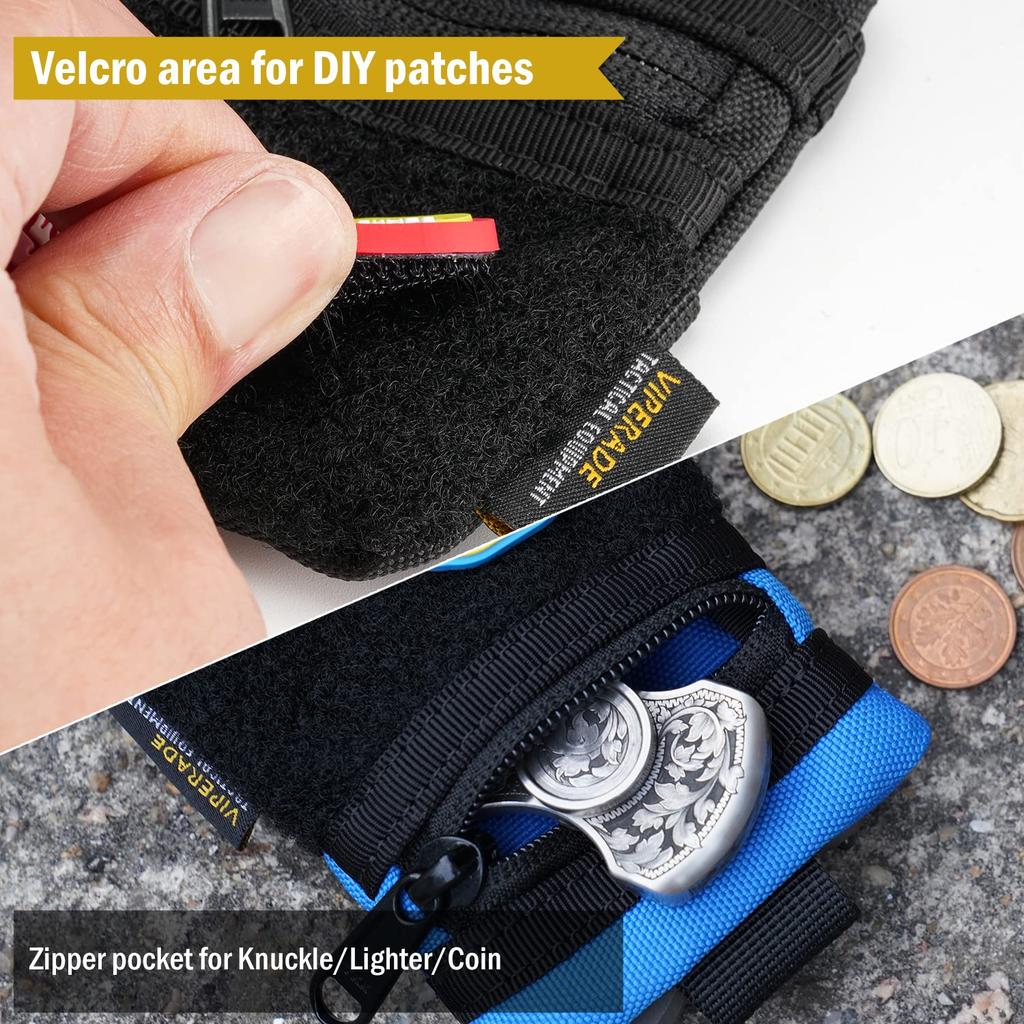 VIPERADE VE13 Mini EDC Small Pocket Organizer with DIY Patch EDC Knuckle Pocket Organizer for EDC and EDC Gear Pouch, Area, Men, Lighter, Coin,