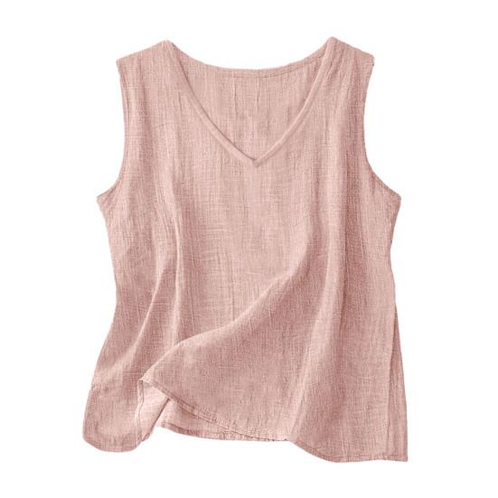 Hauts pour femmes Col en V Sans manches Coupe ample Gilet Chemise d'été Débardeurs décontractés Légers Respirants Vêtements de tous les jours