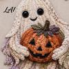 Halloween Party Home Decor Patchwork DIY Kit Fabric Sewing Kit with Owl Skeleton Soft Printed Cotton Ghost Witch Designs Crafting for Seasonal