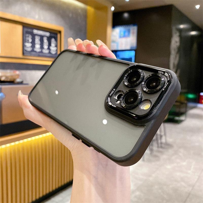 Luksuriøs Fargebezel av Høy Kvalitet Gjennomsiktig deksel for iPhone 15 Pro Max 14 Plus 13 12 Pro 11 All-inclusive Linsefilmdeksel