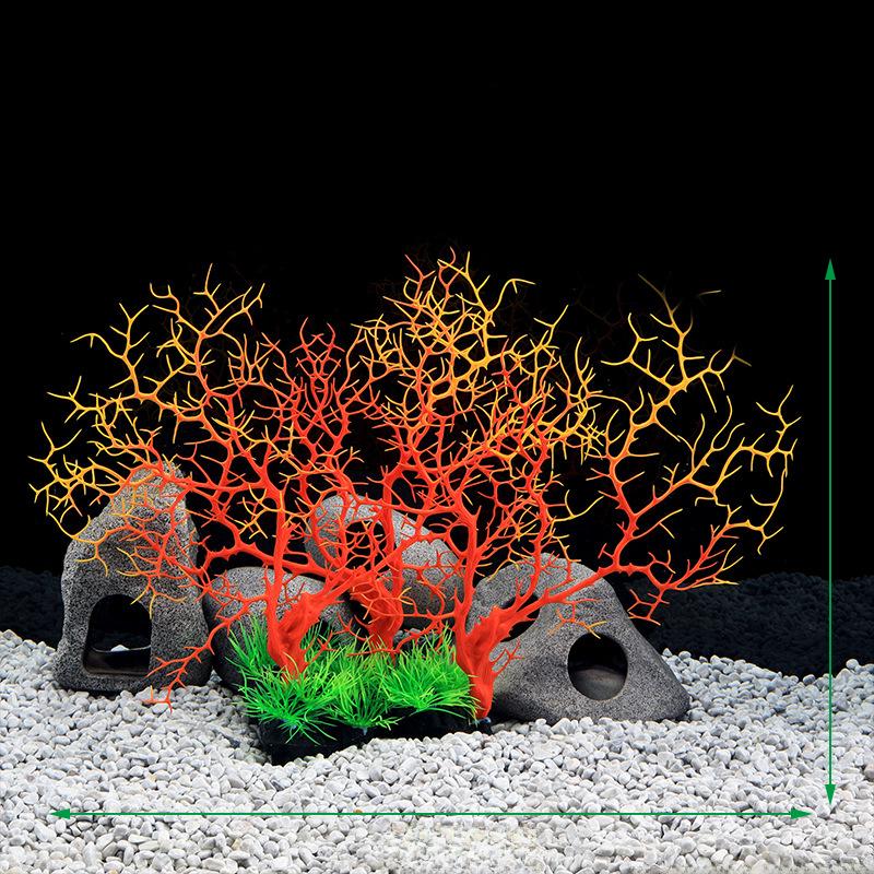 Plastic Coral Tree Aquarium Decoration - Simulation Iron Tree for Fish Tanks (Model CT82)