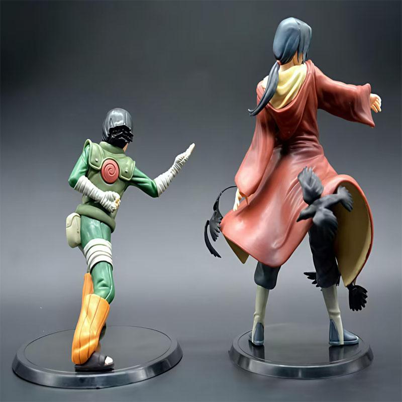 2Pcs Anime Naruto Rock Lee Itachi Uchiha Fighting Stance Figure Model Toy Action Statue Doll Children Holiday Gift