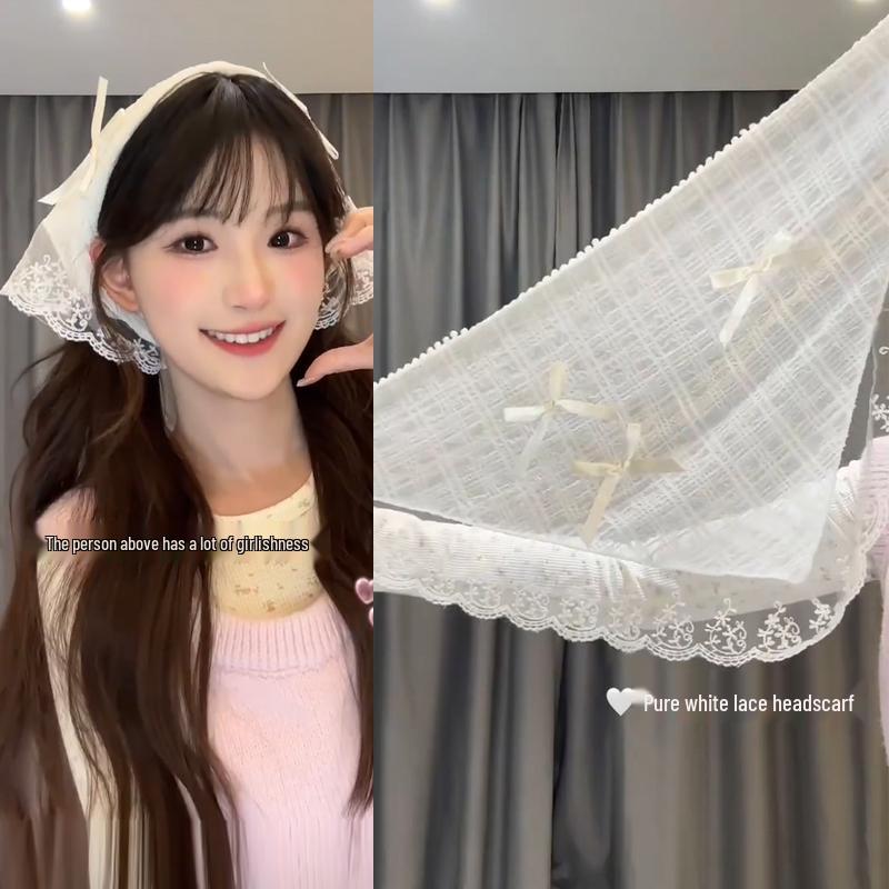 Women's Summer Silk Headscarf & Hair Tie - Pastoral French Seaside Style