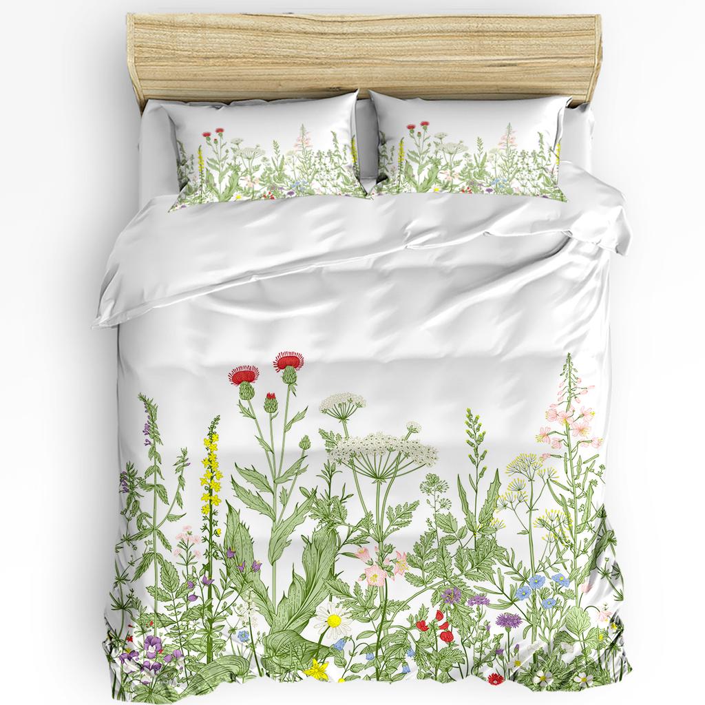 Vintage Herbaceous Floral Butterfly Flower 3pcs Bedding Set For Double Bed Home Textile Duvet Cover Quilt Cover Pillowcase