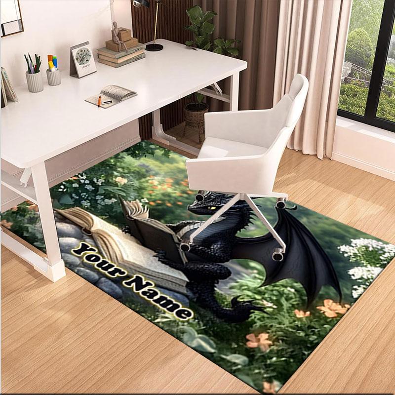 1PC Custom Name Dragon Adventure Theme Floor Mat Ideal for Living Room, Game Rooms, Office, Bedroom,Floor Mat Playful Design