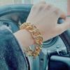 Hip Hop Thick Bracelet, Street Auction Personalized Gold Jewelry Punk Metal Chain Bracelet For Women
