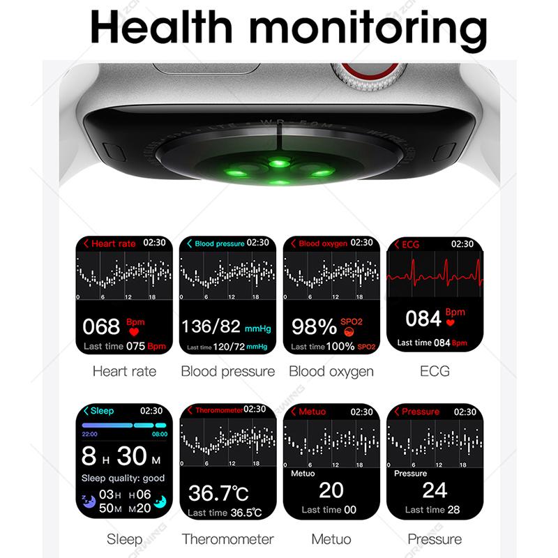 Relógio Inteligente W59 Masculino Feminino 47mm ECG GPS Smartwatch 2,2 Polegadas 105 Relógio Esportivo Série 8 W58 Atualizado para Android iOS com Trava de Pulseira