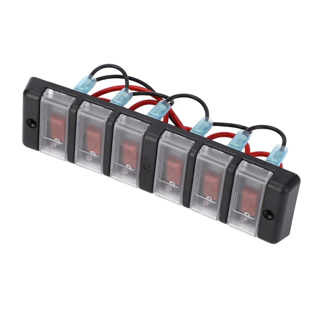6-fach Schalterpanel vorverdrahtet Wippschalter mit Überlastschutz Rote LED Ein Aus Stromkreissteuerung
