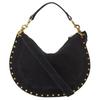 Isabel Marant Oskan Adjustable Detachable Shoulder Strap Studded Suede Calfskin Shoulder Crossbody Handbag Women handbag Black BF0066FAB2C03M01BK