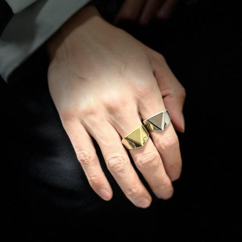 316L Stainless Steel Smooth Triangle Signet Ring For Men Male Finger Zircon Accessories 2025 New