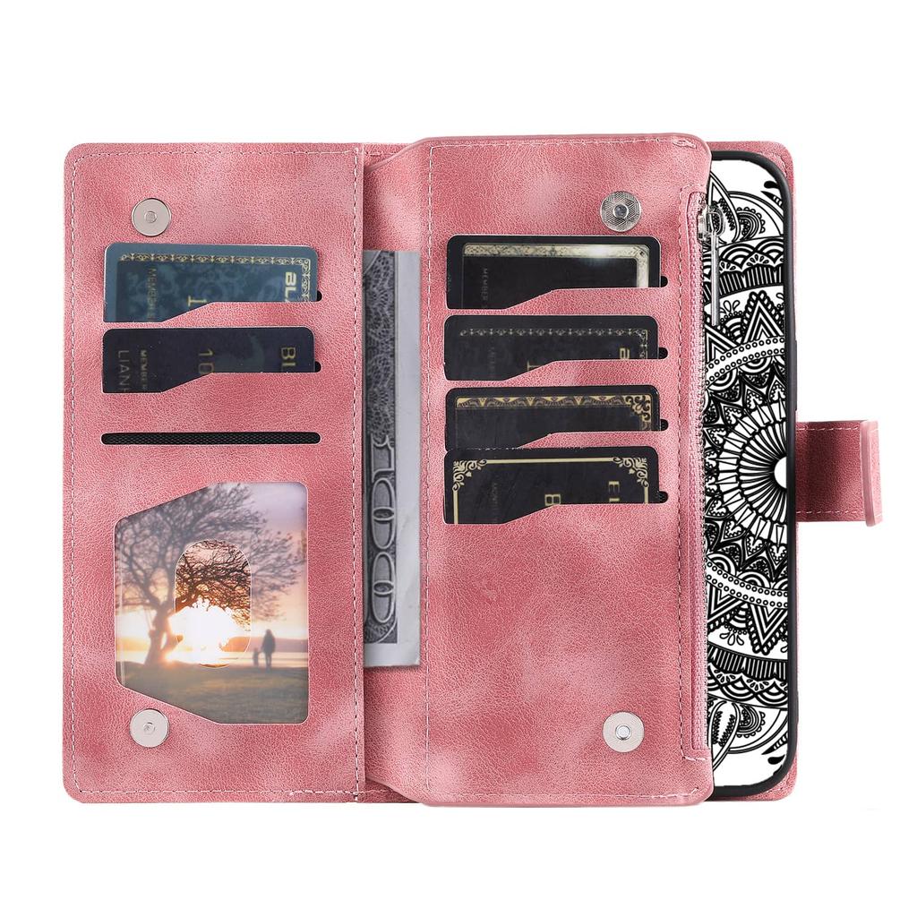 For Samsung Galaxy A32 A22 A12 A21S A71 A51 A31 A20E A50 A70 A40 A20 Wallet case with Zipper Credit Card Holder & Shoulder Strap