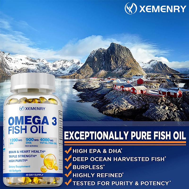 Omega-3-Fischöl 4500mg - EPA, DHA - Herz-, Gehirn- & Gelenkgesundheit - 120 Kapseln