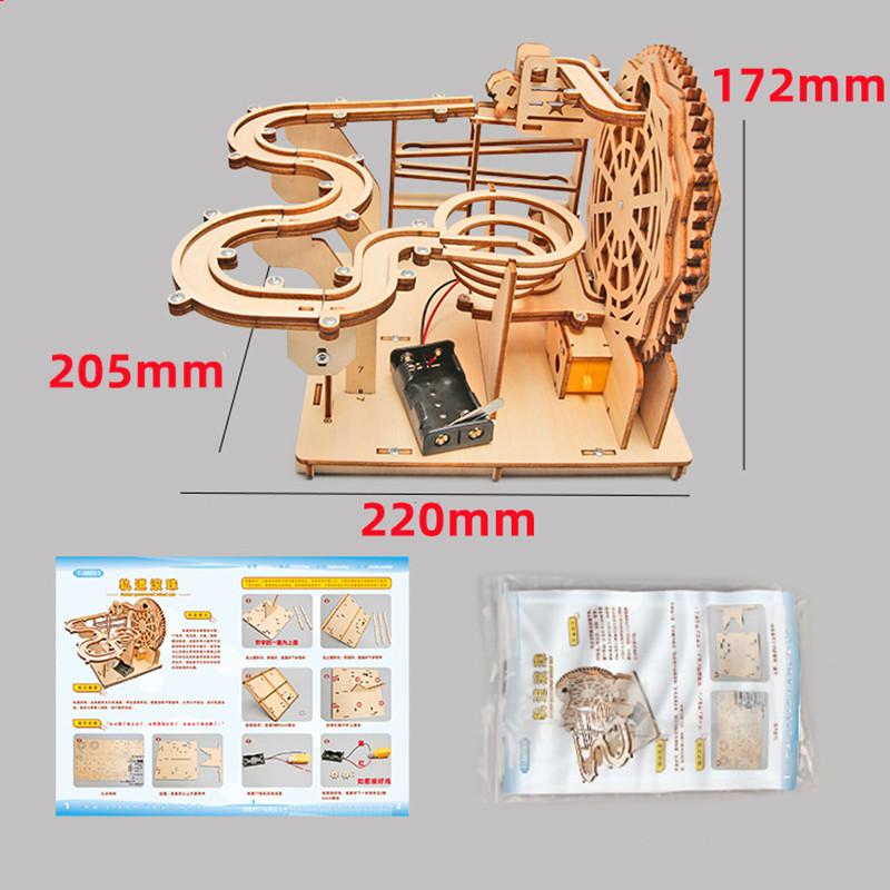 Drewniane Puzzle DIY Tor Kulkowy Zestaw 3D Model do Składania Zestaw Budowlany Silnik Parowy Zabawki Edukacyjne dla Dorosłych Dzieci Prezenty Urodzinowe