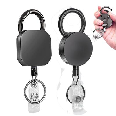 Robuster ausziehbarer Metall-Draht-Schlüsselanhänger mit Ausweis-Abrollmechanismus, ID-Lanyard, Namensschild-Kartenhalter-Rolle, Schlüsselring, Outdoor-Werkzeug, Geschenk