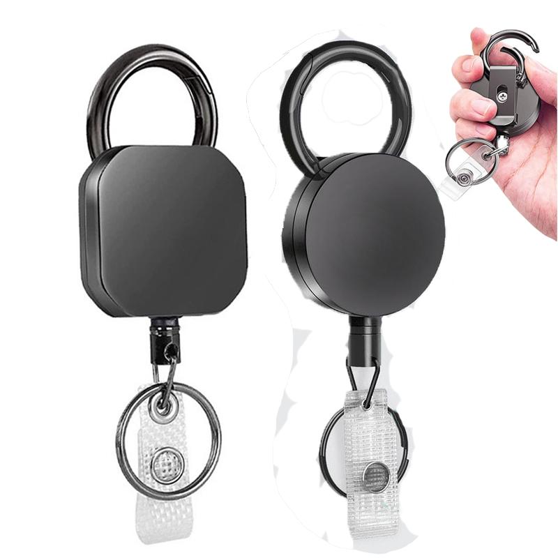 Duty Retractable Metal Heavy Wire Keychain Pull Badge Reel ID Lanyard Name Tag Card Badge Holder Reel Key Ring Outdoor Tool Gift