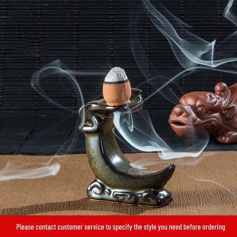 Mini Ceramic Backflow Incense Burner - Gourd-shaped Tea Ceremony Ornament