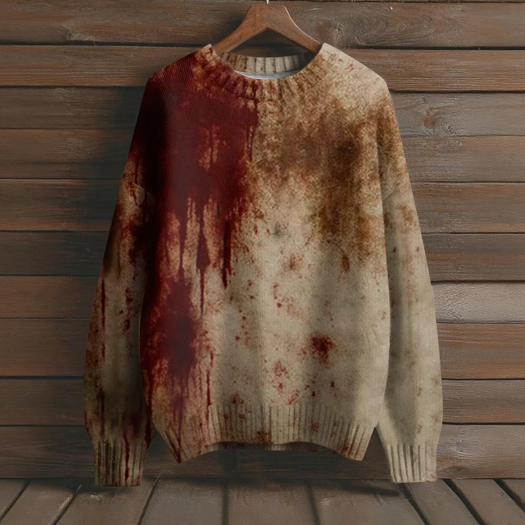 Gensere med lange ermer for kvinner O-hals Casual Søt trykk Strikket Oversized genser