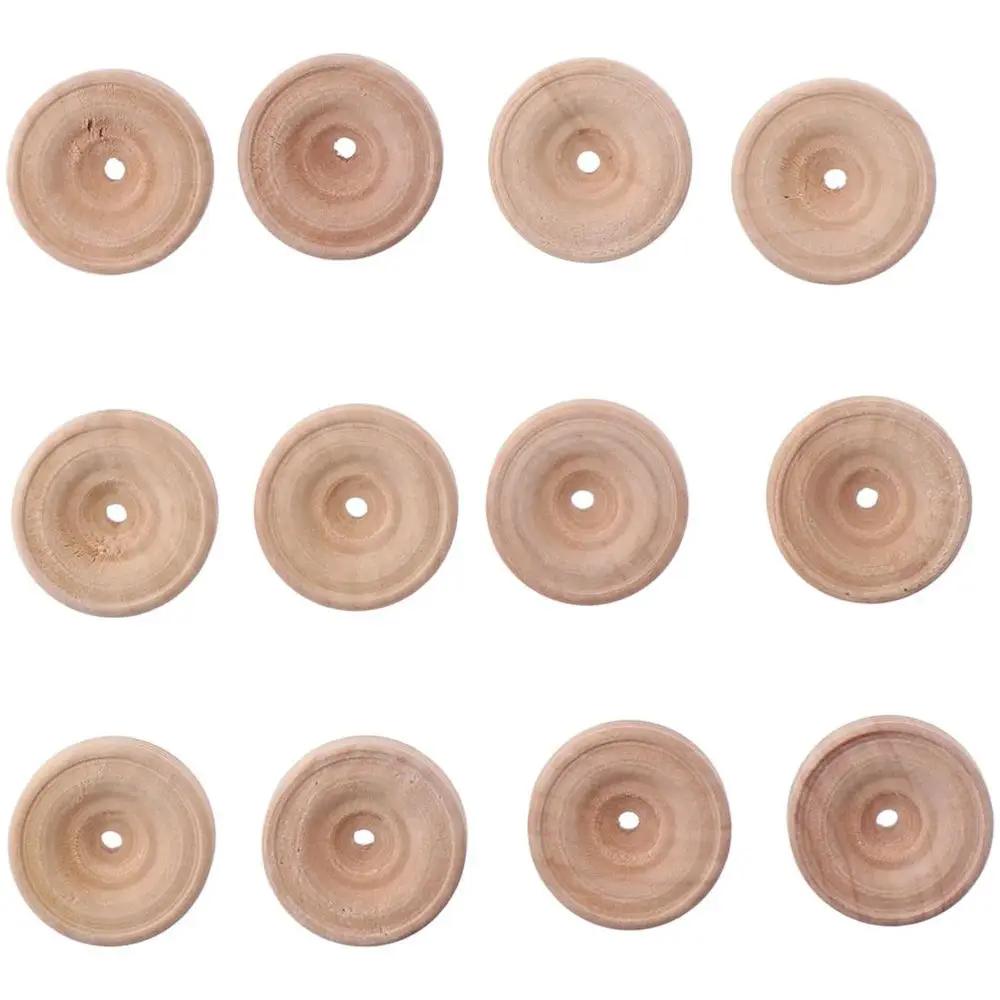 30pcs Mini Wood Wheels 3x1.2cm Wooden Wheels 3.5mm Hole Wooden Unfinshed Wheels Wheels Craft Wheels Wood Carfts