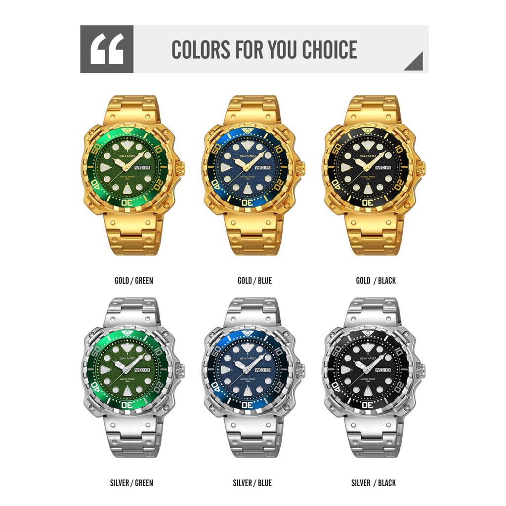 Fashion Man Watch Simple Stainless Steel Band Clock Luminous Waterproof Auto Calendar Quartz Watches for Men