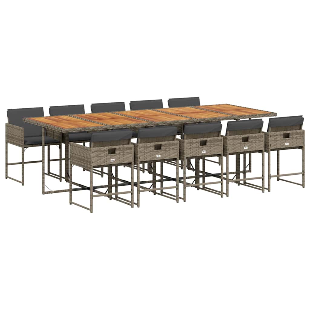 11 piece outdoor dining set with cushions gray poly rattan