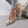 2026 New Thin Heels Shoes Women Pumps Pointed Toe Yellow Snake Prints Party Leisure Super Big