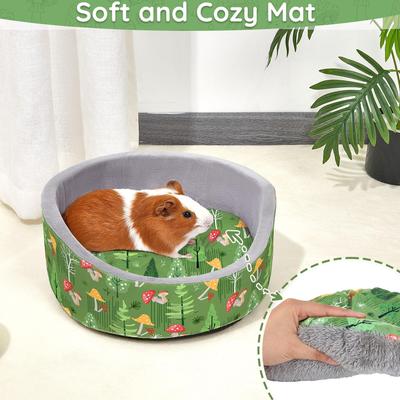Guinea Pig Bed Soft Rabbit Beds with Thick Removable Mat Machine Washable Cozy Guinea Pigs House for Bunny Round Cup Bed