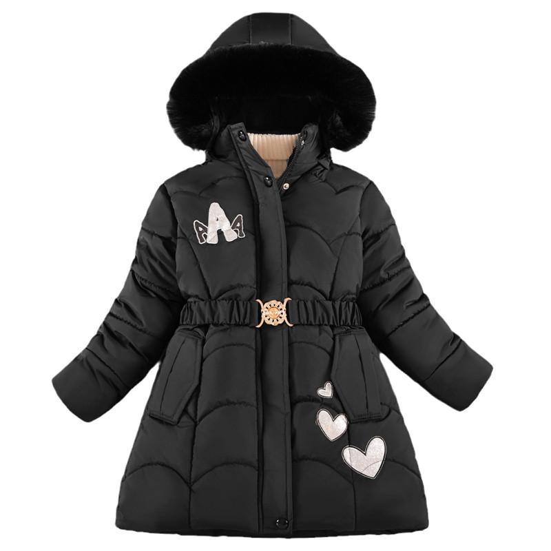 Girls Warm Winter Coat Fleece Lined Thick Long Jacket Kids Outerwear