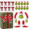 Green Furry Christmas Tree Decoration Set, Holiday Hanging Ornaments for Home Party