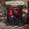 Raven Autumnal Landscape Theme Throw Blanket Custom Name Text Personalized Blanket Soft Cozy Blanket for Home Sofa Bed