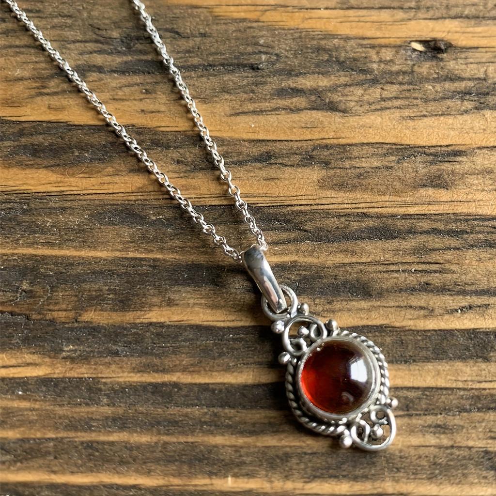 Women Bohemian Artificial Red Crystal Pendant Necklace For Party Prom Jewelry Birthday Gift