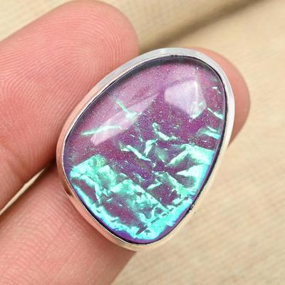 Solid 925 Sterling Silver Purple Australian Triplet Opal Gemstone Fancy Handmade Ring