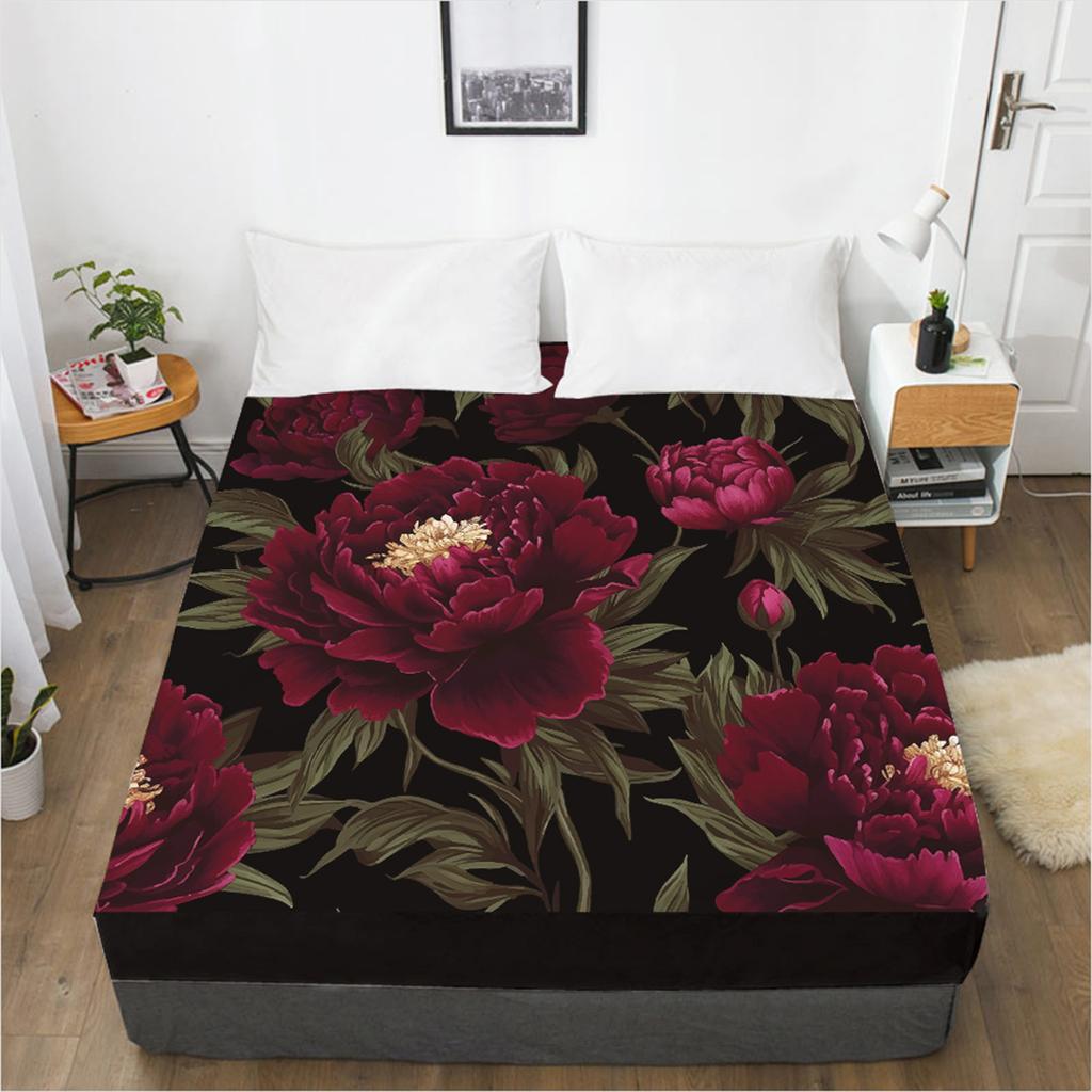 3D Printed Flowers Pattern Bed Sheet Bed Sheet Printing Mattress Cover Bed Sheet Home Textile Bedding Single Piece