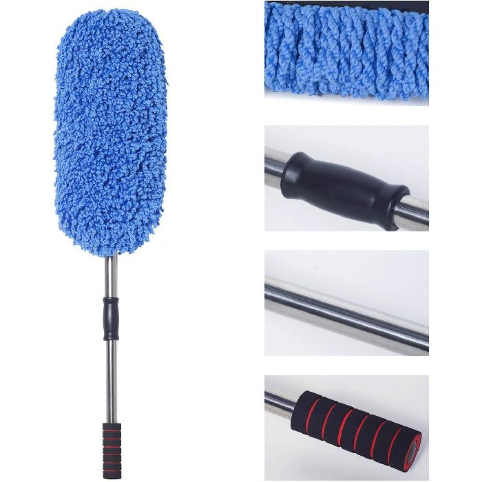 (3 Pack) Microfiber Car Duster Exterior Scratch Free, Extendable Handle Interior Multipurpose Dust Cleaning Duster For Car(Medium)