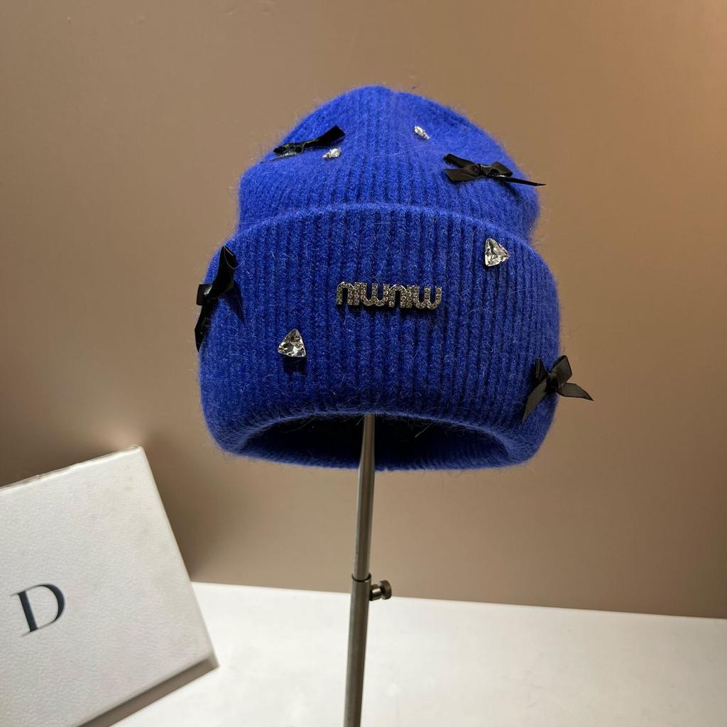 High-end Knitted Hat with Bowknot Fashionable and Warm Earflap Beanie for Women