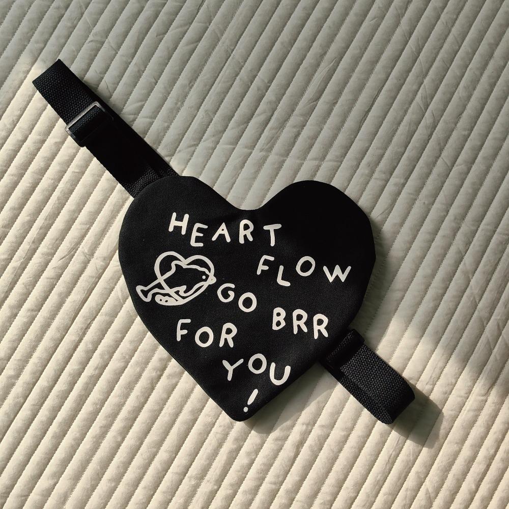 

Lightweight Heart Shoulder Pouch Canvas Kids Mini Bag Portable Letter Crossbody Bag Girls чёрный