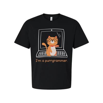 Unisex Katze Programmierer T-Shirt Mit Brille Auf Laptop Grafik Purrrgrammer Humor