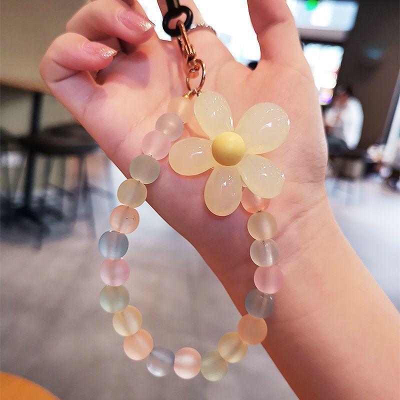 

Anti Loss Mobile Phone Chain Hanging Strap Short Beaded Bracelet Lanyard Keychain Women Girls Cellphone Cord Jewelry Accessories жёлтый