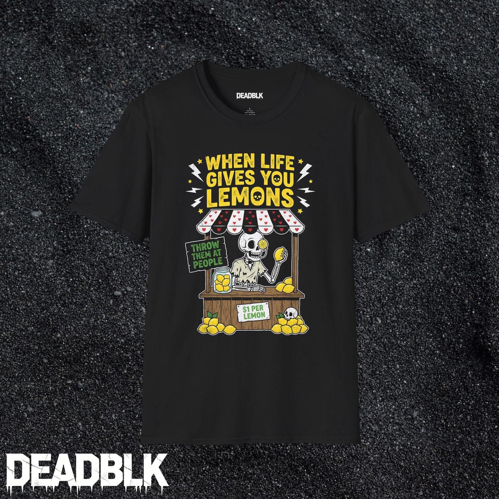 When Life Gives You Lemons T-Shirt | Skull Lemonade Stand Graphic Tee XL