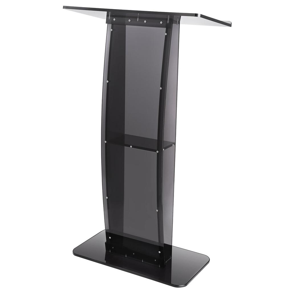 VEVOR Acrylic Podium, 119 cm Tall, Acrylic Podium Stand with Wide Reading Surface & Storage Shelf