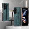 For Samsung Z Fold 6 5 4 3 Folding Screen Elastic Telescopic Leather Bag Wrist Strap with Pen Insertion Phone Case