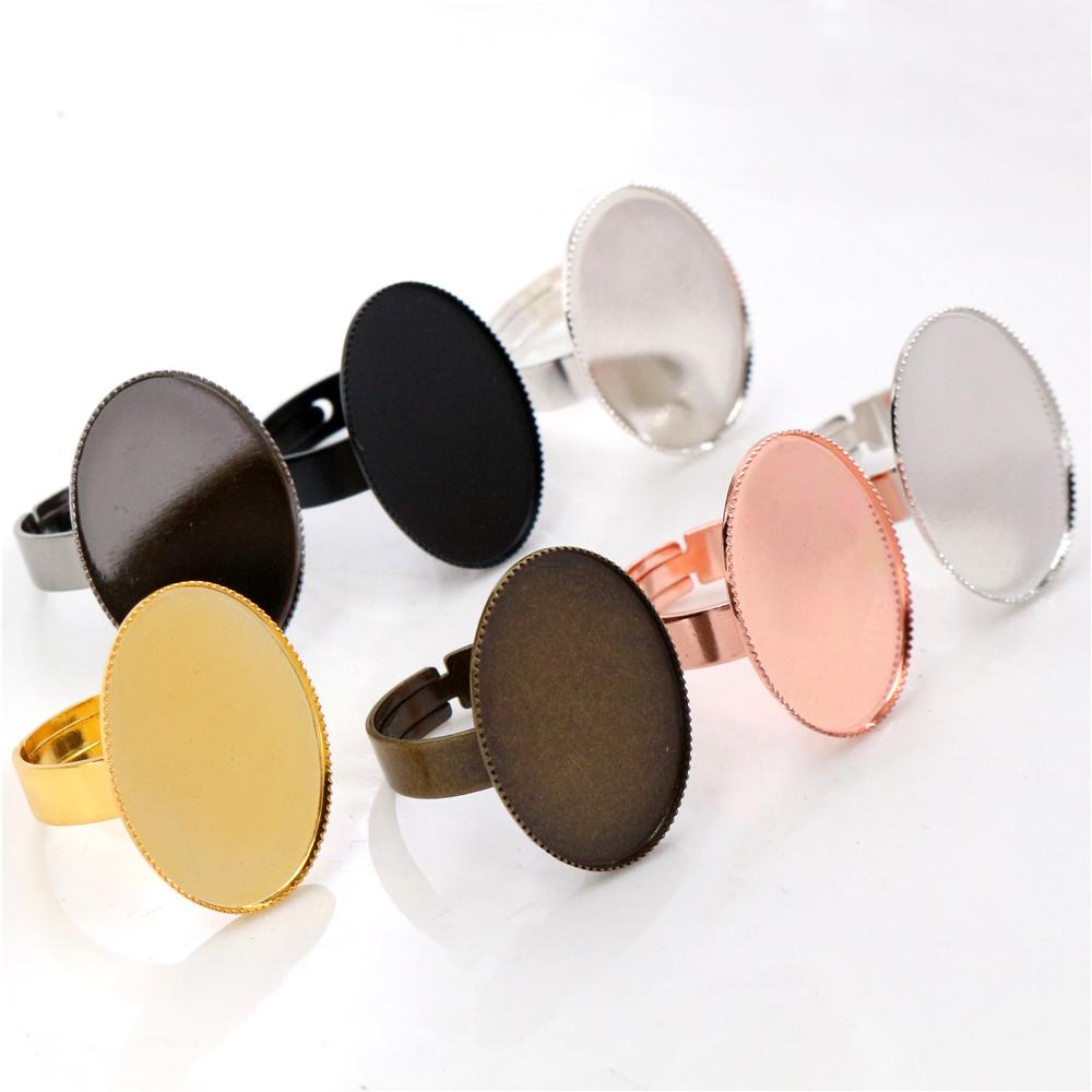 30x40mm 13x18mm 18x25mm 8 Colors Plated Brass Oval Adjustable Ring Settings Blank/Base,Fit 30x40mm Glass Cabochons