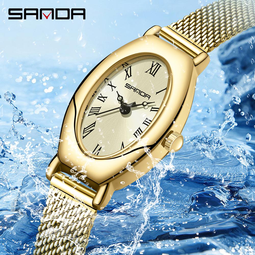 Fashin Sanda top brand 1123 elegant design Roman numerals square dial waterproof quartz movement business women's analog watch