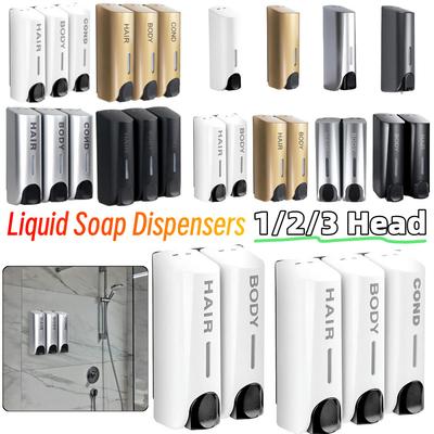 Dispensadores de Sabonete Líquido de 1/2/3 Cabeças 350ml para Montar na Parede Dispenser de Shampoo para Banho Chuveiro Sabonete Acessórios para Banheiro Lavabo