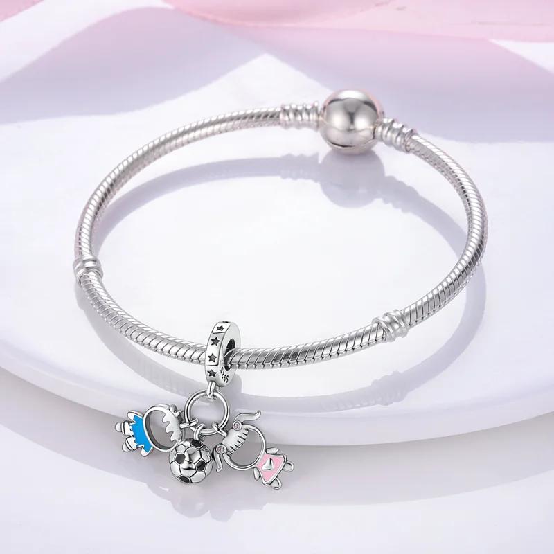 Charms Coppercute Boy And Girl Football Pendantss Fit Charms Plataoriginal Bracelet Beads Women Jewellery Making Diy