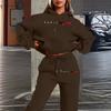 European and American Women's Clothing Autumn and Winter New Fashion Casual 1D Printing Loose Women's Hooded Sweater Set