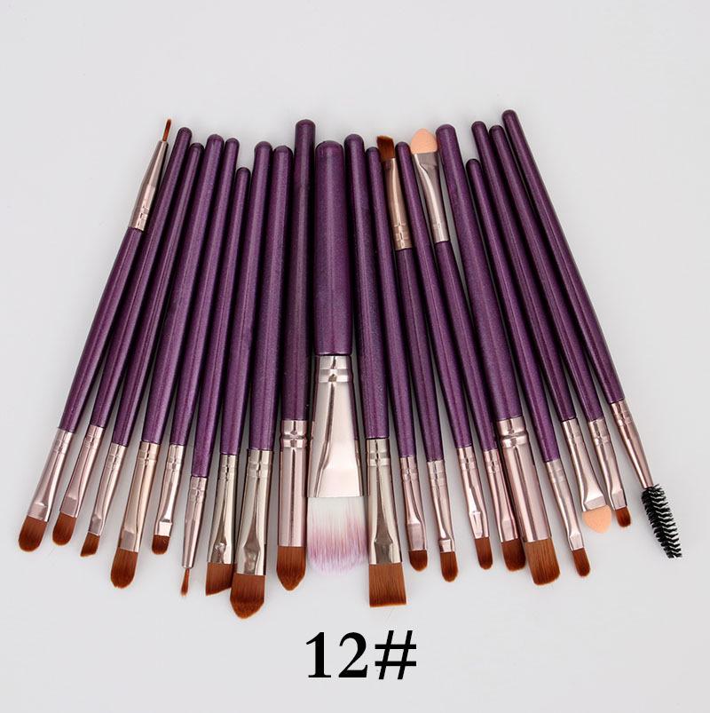 20-Piece Eye Makeup Brush Set: Includes Eyebrow, Foundation, Eyeshadow, Lip, and Contour Brushes.
