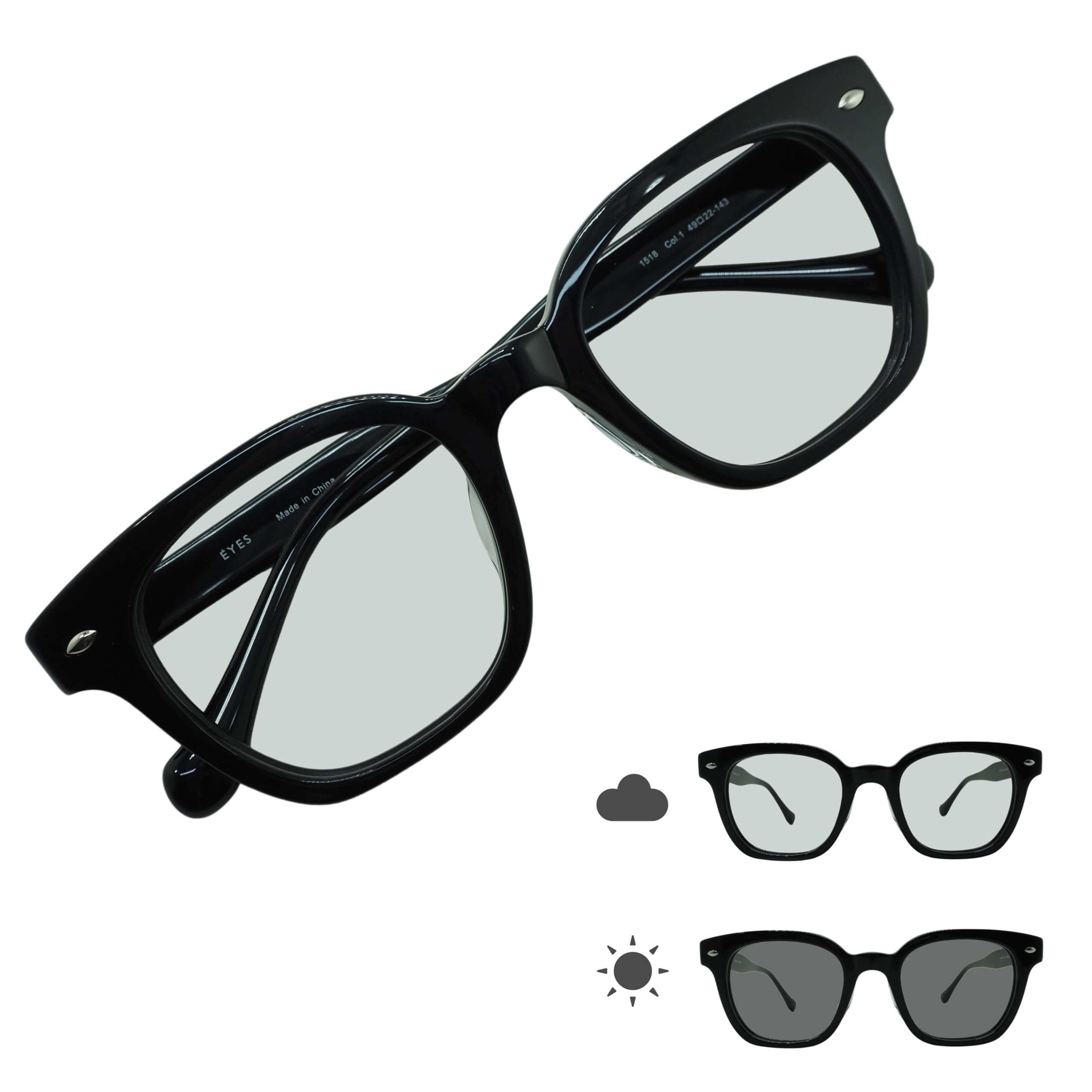 

1518HC Darkening Polarized Dimmable Sunglasses Cool Classic Wellington Cell Frame UV Protection [OTC.web] Men s (C-1 Black)