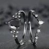 Sophisticated Flower Rings With Black Cubic Zirconia Delicate Alloy Loop For Women Size 6 10 Layering Jewelry Pieces