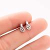 SMJEL Summer Cherry Earrings Ladies Stainless Steel Fruit Stud Earrings Small Watermelon Apple Pineapple Unique Zircon Gift