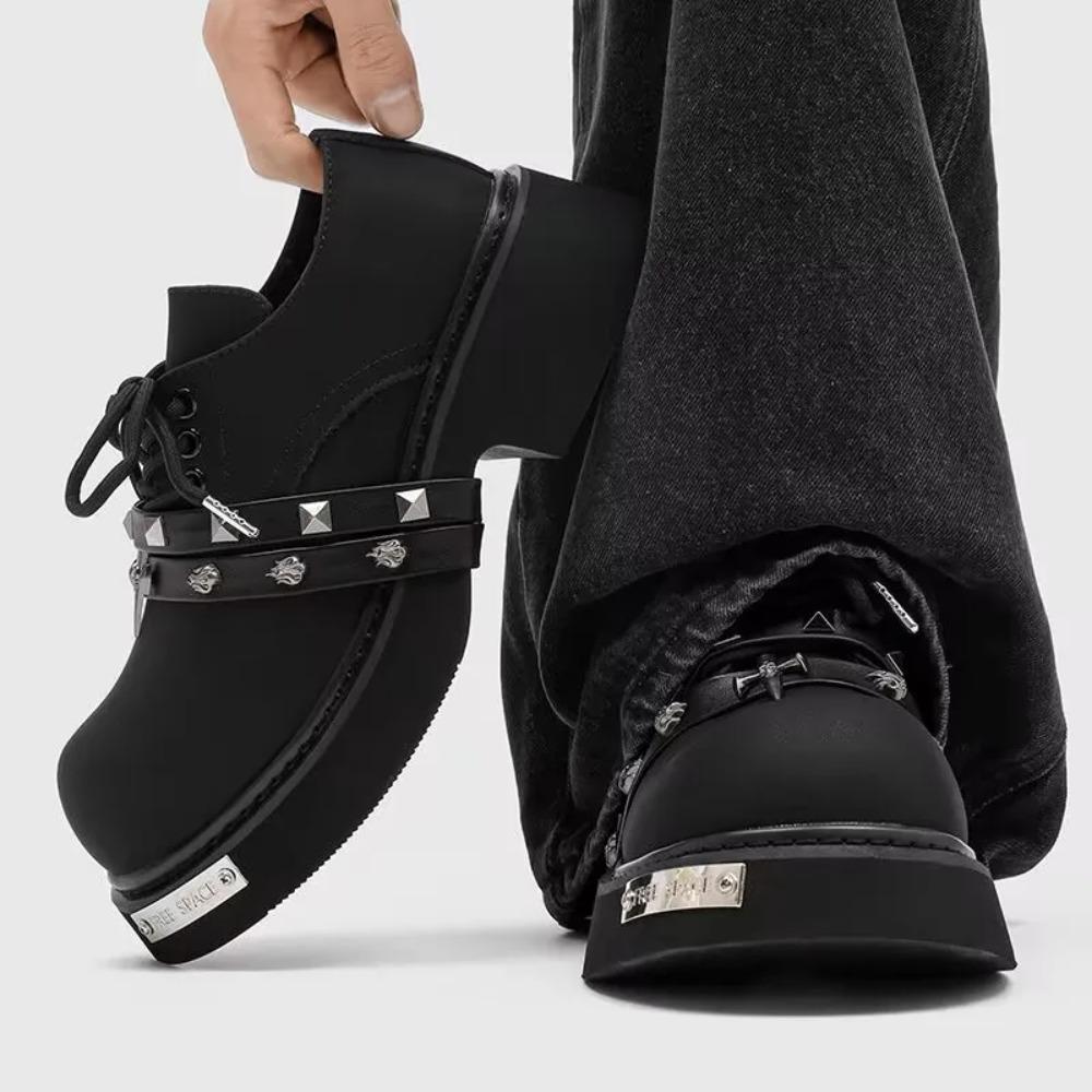 Cowhide Niche Personality Design Thick-soled Big-head Men and Women Same British Style Small Leather Japanese Retro Derby Shoes